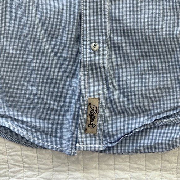 Rafter C Cowboy Collection Pro Flex 45 Mens SMALL White Blue Check Pearl Snap - Picture 5 of 9